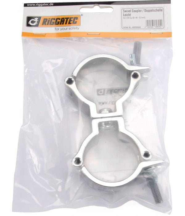 Riggatec double clamp, silver, up to 100 kg, 48 - 51 mm pipe
