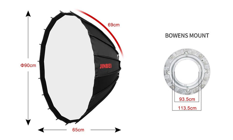 Jinbei 90 Deep Reflective Softbox sa saćom